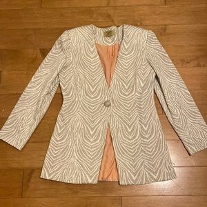 Vintage Cenno gold and cream iridescent zebra print blazer